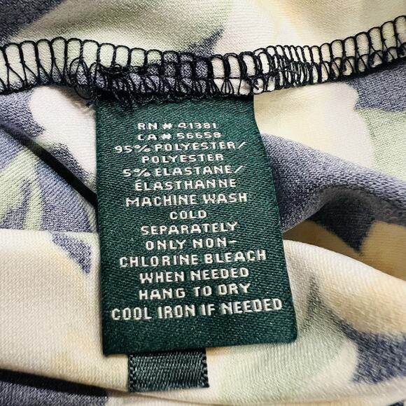 Lauren Ralph Lauren Dress Women 6 Navy Blue Yellow Floral V-Neck (A0132) - Picture 6 of 6